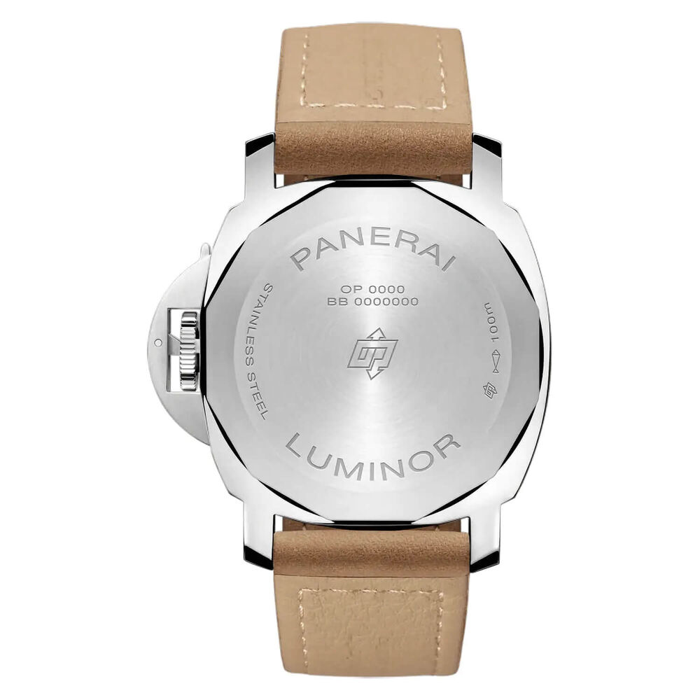 Panerai Luminor 44mm Base Logo Black Dial Beige Strap Watch
