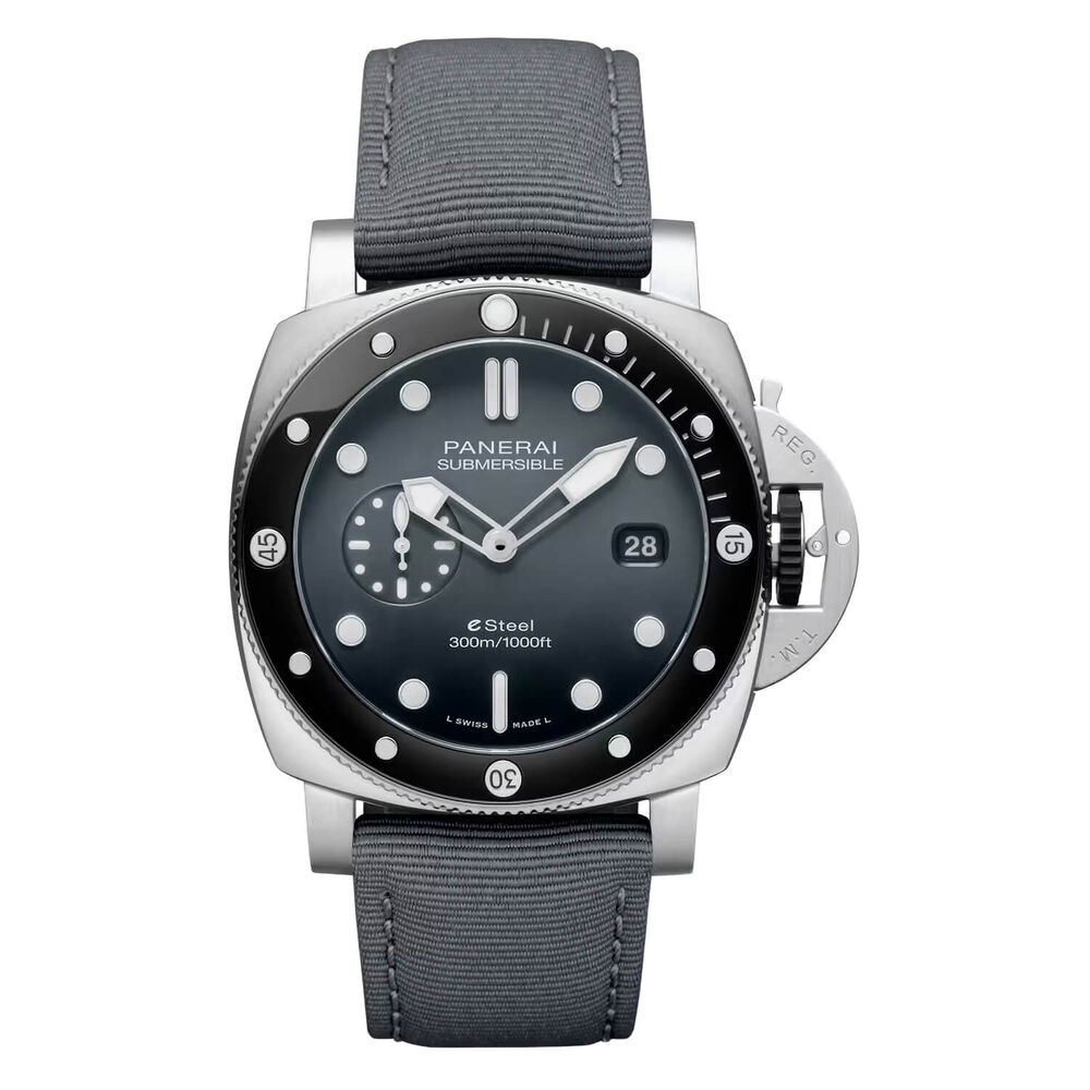 Panerai Submersible QuarantaQuattro ESteel™ Grigio Roccia 44mm Black Dial Strap Watch image number 0