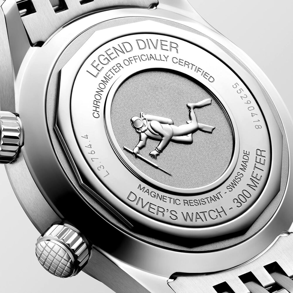 Longines Legend Diver 39mm Grey Dial Stainless Steel Case Bracelet Watch image number 5
