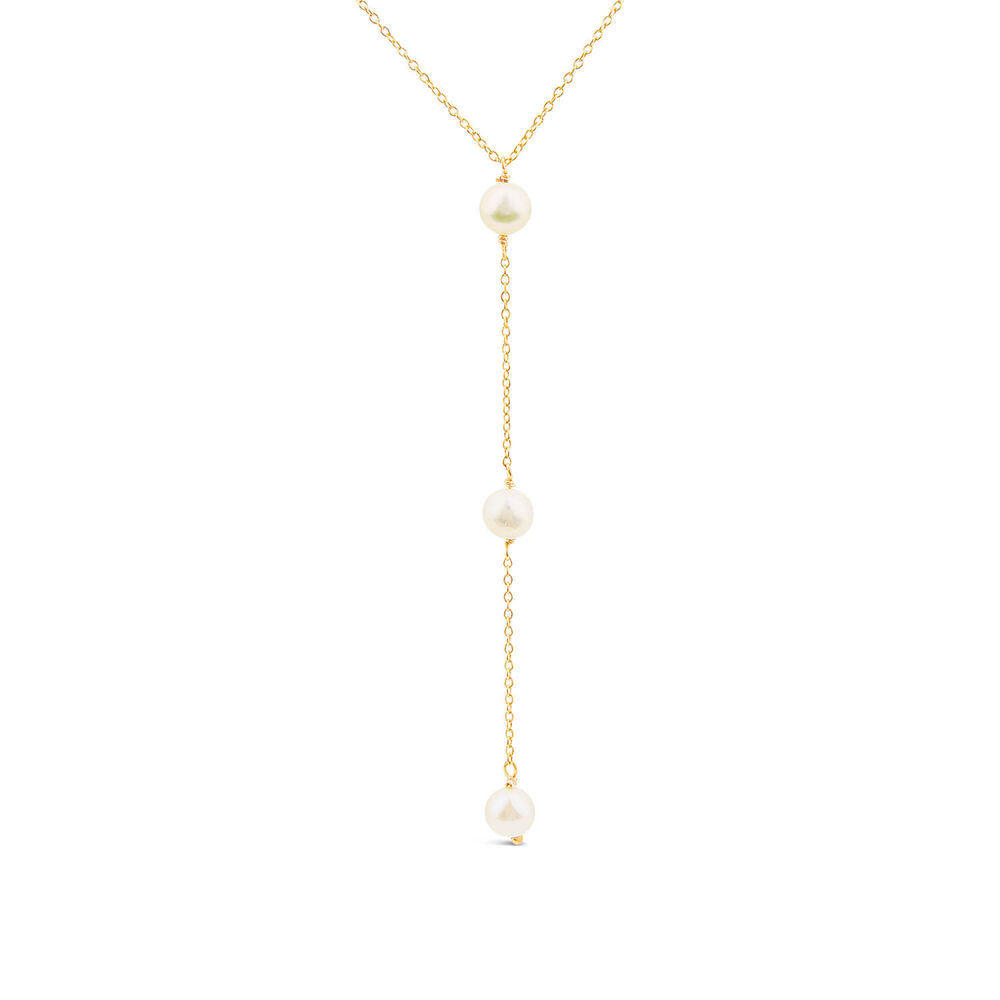 9ct Yellow Gold 3 Pearl "Y" Drop Necklet image number 0