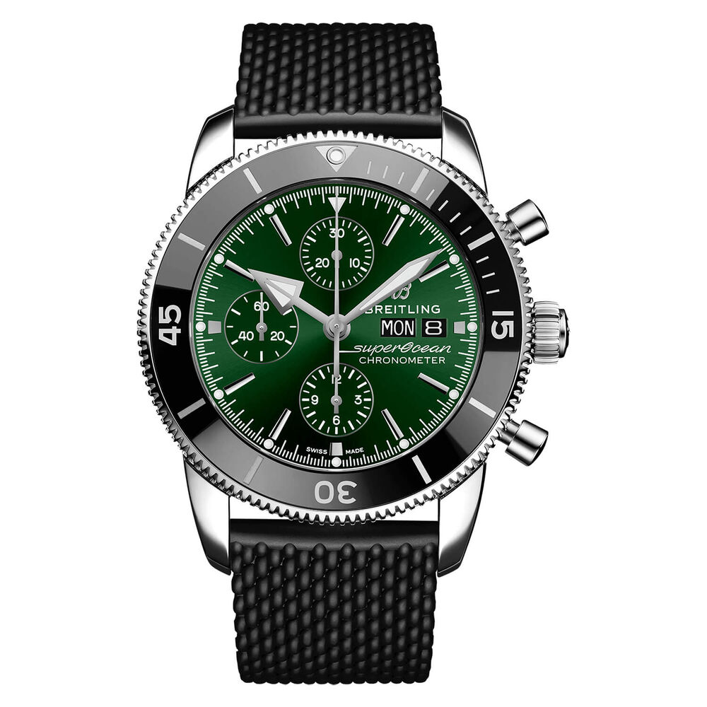 Breitling Superocean Heritage Chronograph 44mm Green Dial Black Strap Watch