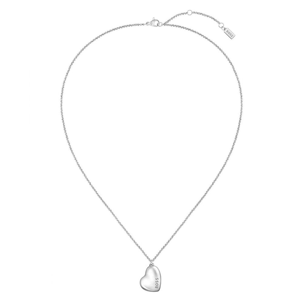 BOSS Honey Stainless Steel Heart Shaped Branded Pendant Necklace image number 0