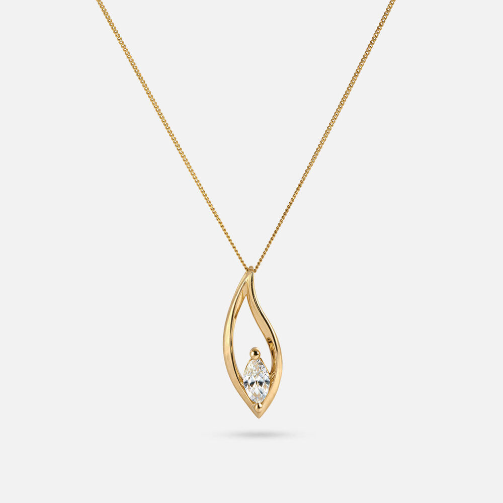 Yellow Gold Plated Vermeil Sterling Silver 0.30ct Lab Grown Marquise Diamond Open Tear Pendant