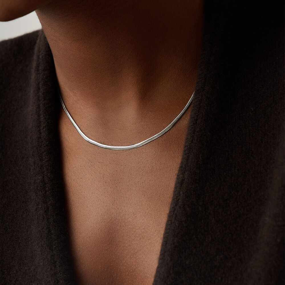 Missoma Platinum Plated Steel Thin Snake Chain Necklace