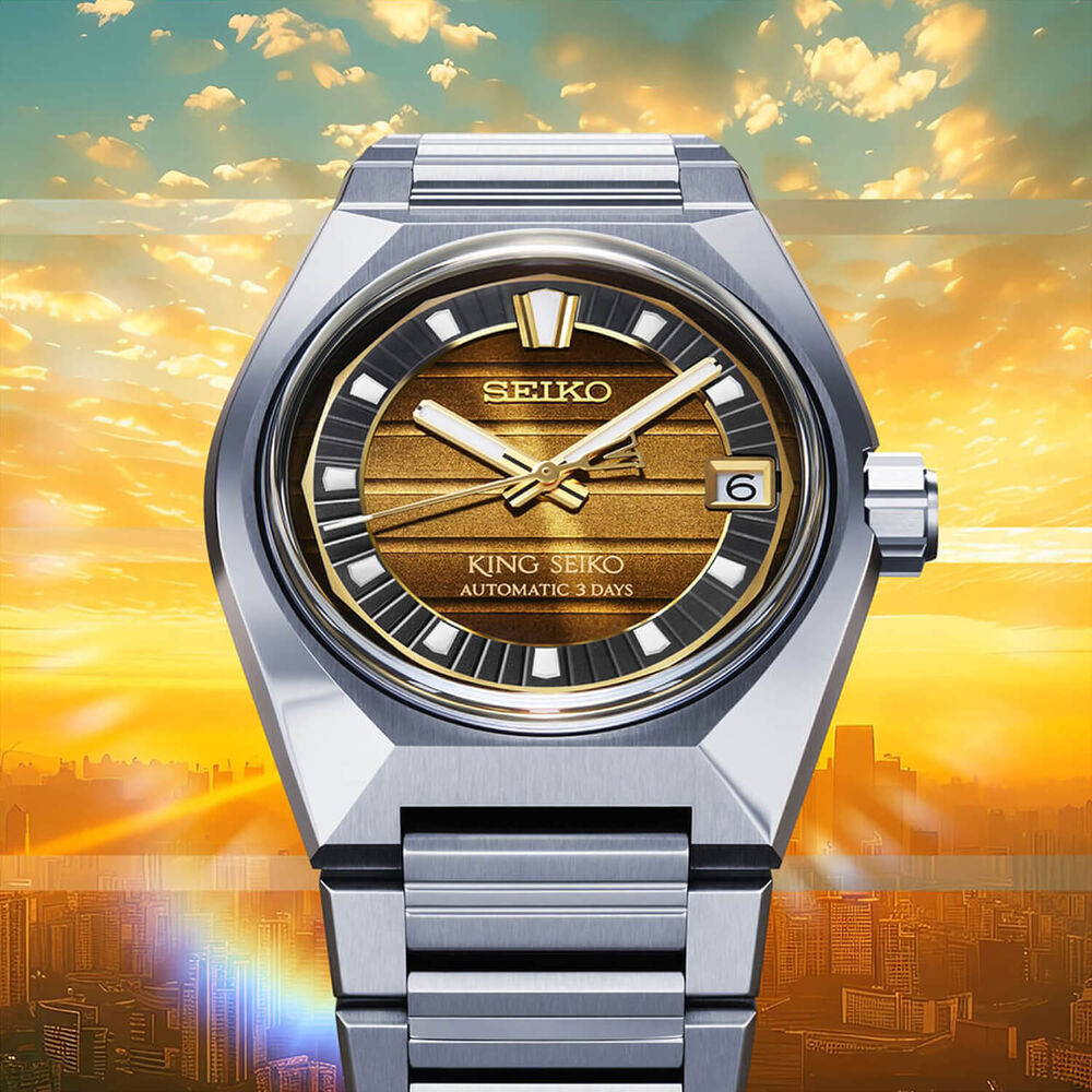Seiko King Seiko VANAC 'Tokyo Horizon' Limited Edition 41mm Gold Dial Steel Bracelet Watch image number 9