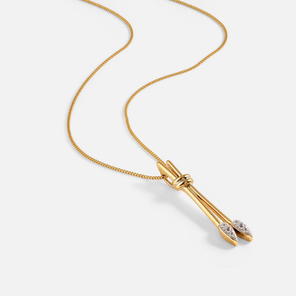 9ct Yellow Gold Two Piece Pave Diamond Tips Pendant