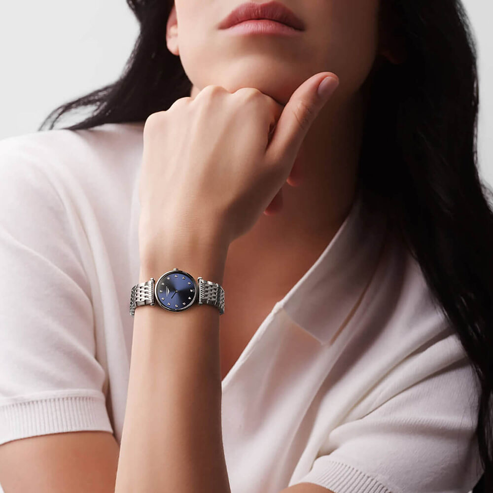Longines La Grande Classique de Longines 24mm Blue Dial Diamond Dots Steel Bracelet Watch image number 6