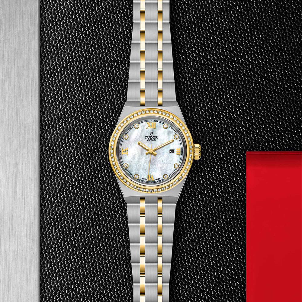 TUDOR Royal 28mm Mother of Pearl Yellow Gold Bezel Watch