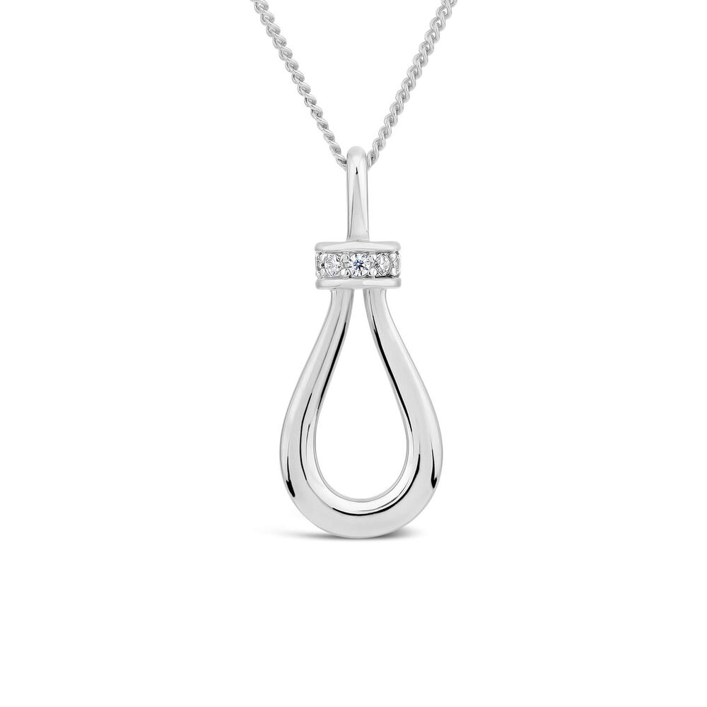 9ct White Gold Top Open Diamond Pear Pendant image number 0