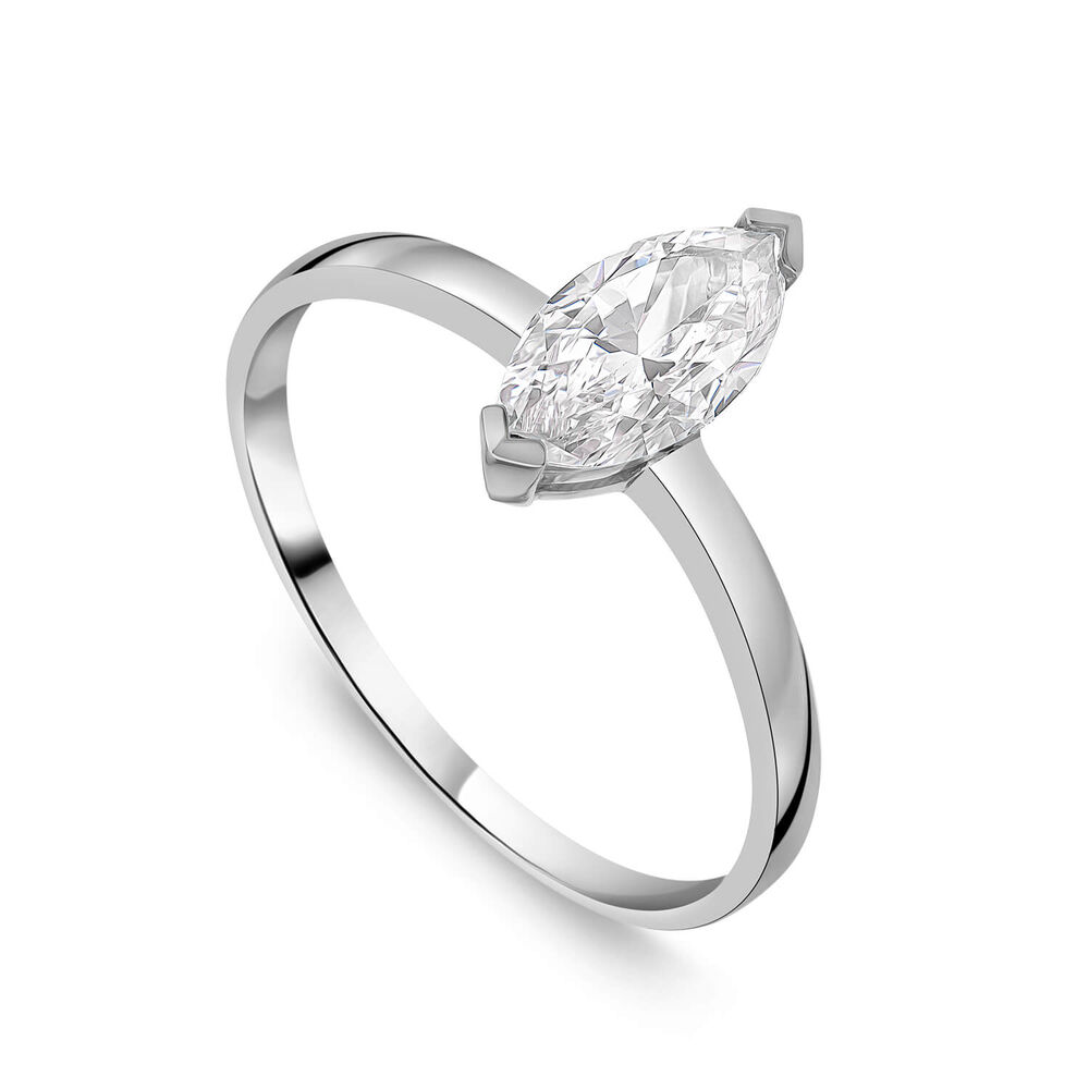 9ct White Gold Marquise Cubic Zirconia Promise Ring image number 0
