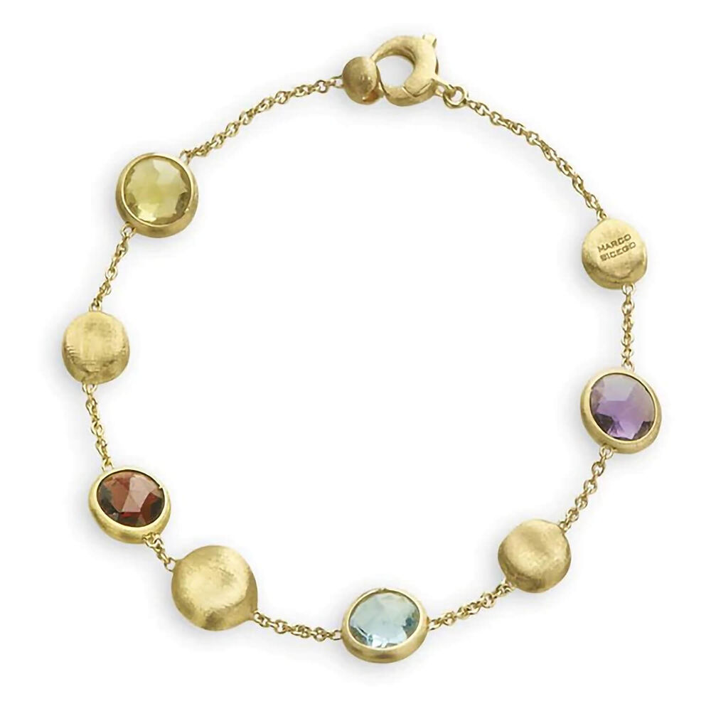 Jaipur 18K Yellow Gold Single Strand Mixed Gemstone Bracelet