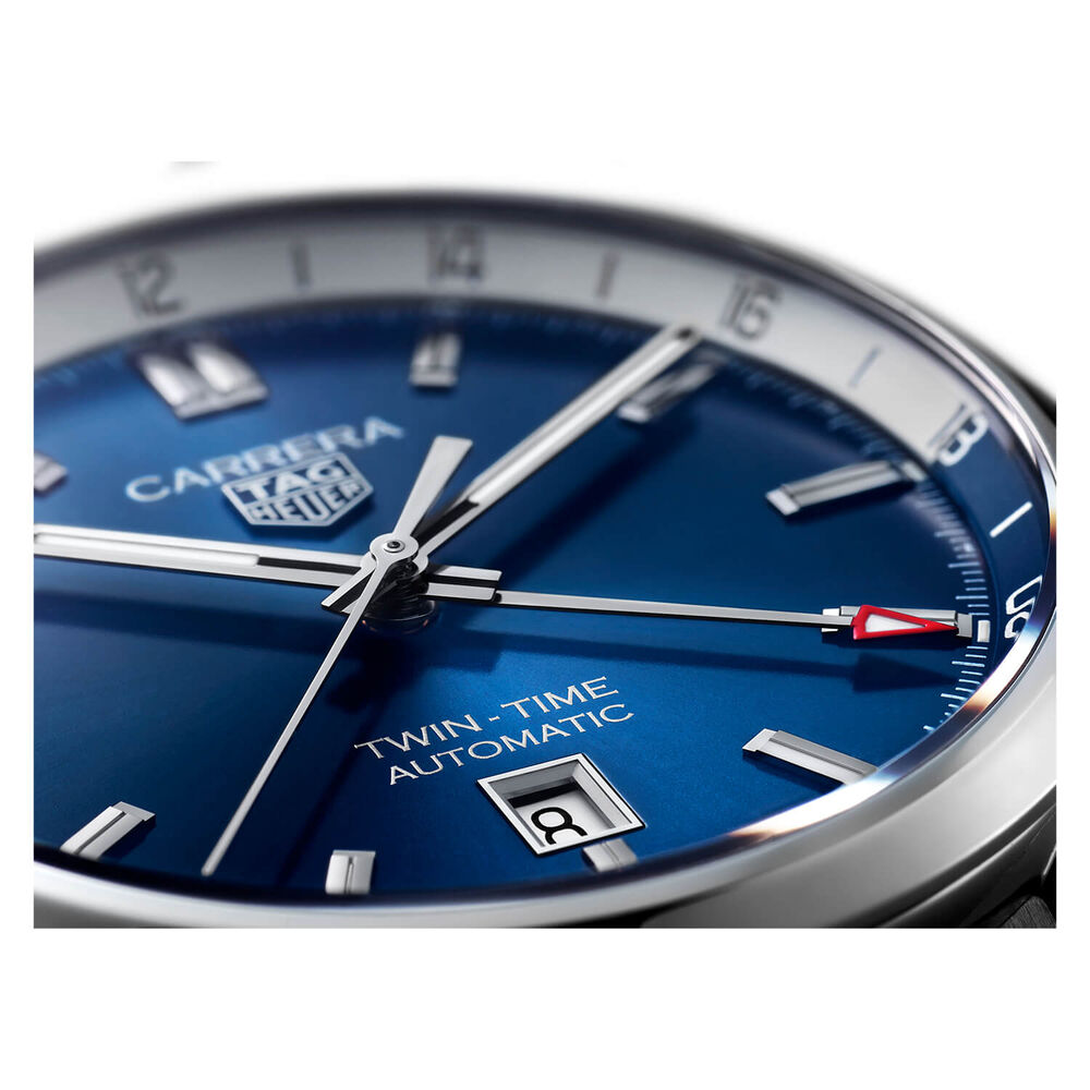 TAG Heuer Carrera Twin-Time 41mm Blue Dial Stainless Steel Bracelet Watch image number 5