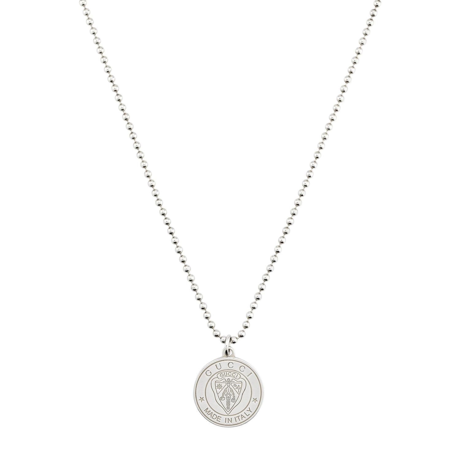 Gucci Crest Pendant Sterling Silver Necklace