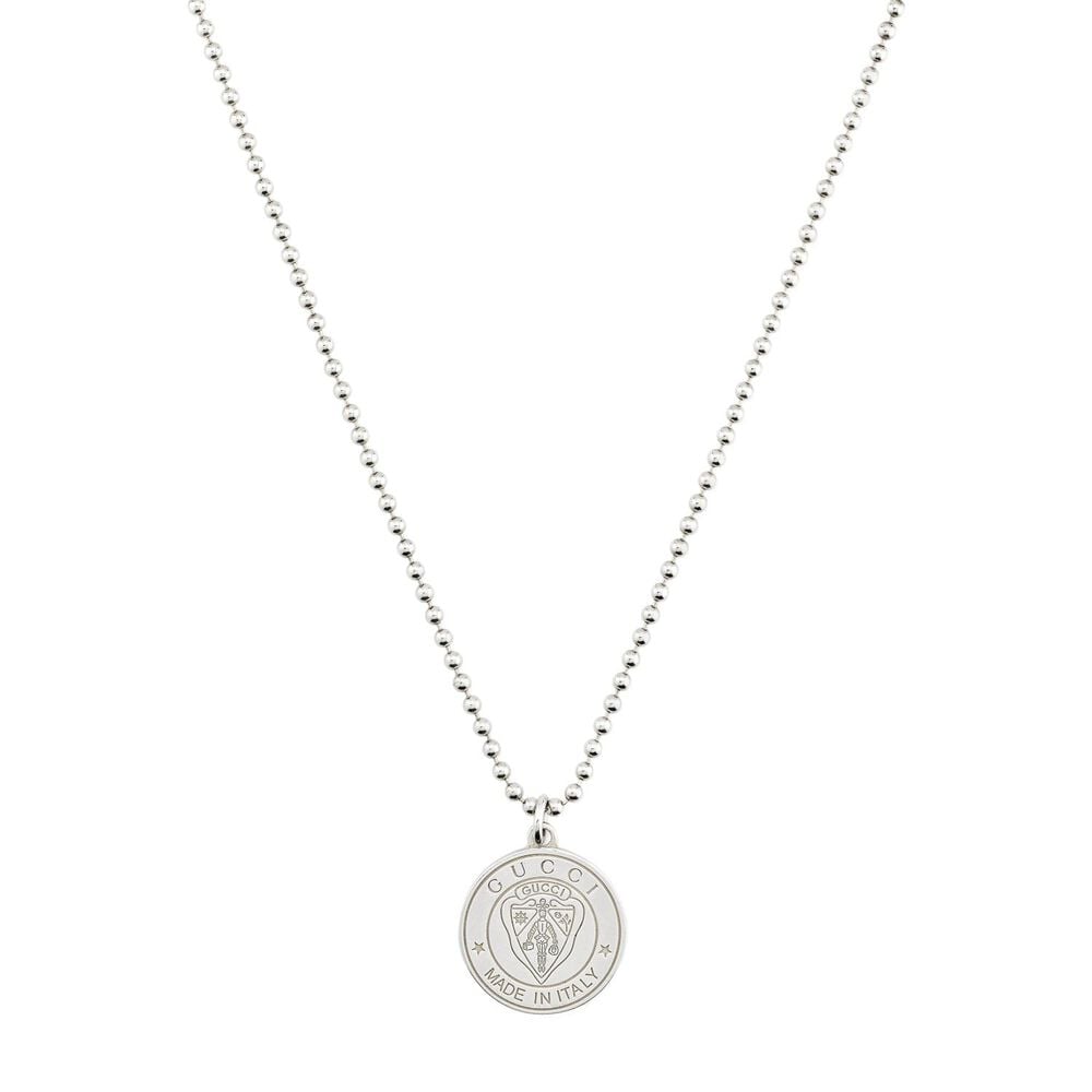Gucci Crest Pendant Sterling Silver Necklace