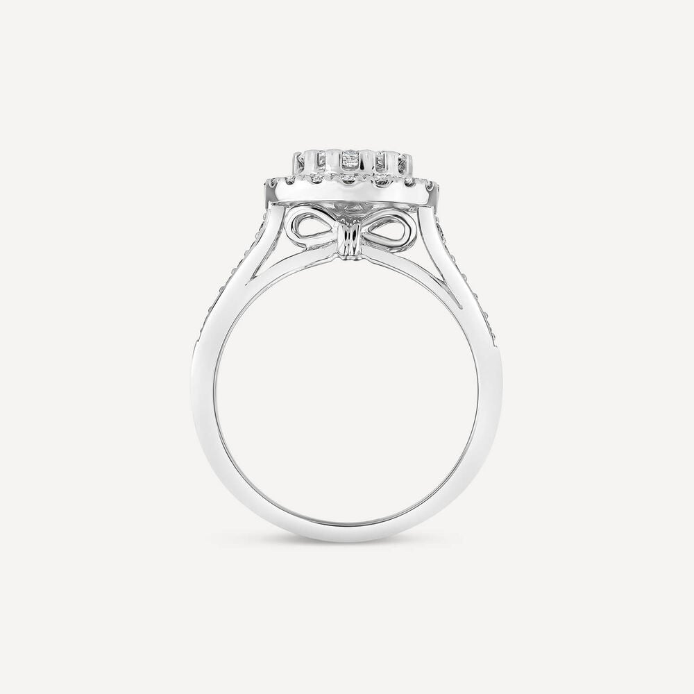 Platinum 1.00ct Round Cluster Diamond & Diamond Shoulders Ring image number 5