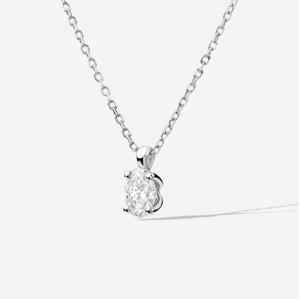 Born 9ct White Gold 0.30ct Lab Grown Oval Diamond Pendant image number 1