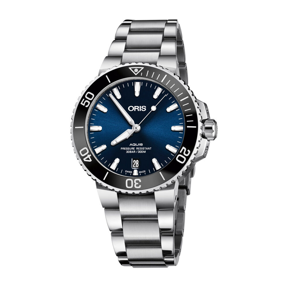 Oris Aquis Date Blue Dial Steel Bracelet Watch image number 0