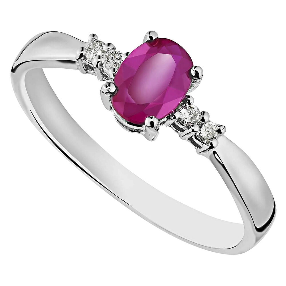 9ct white gold ruby and diamond ring image number 0