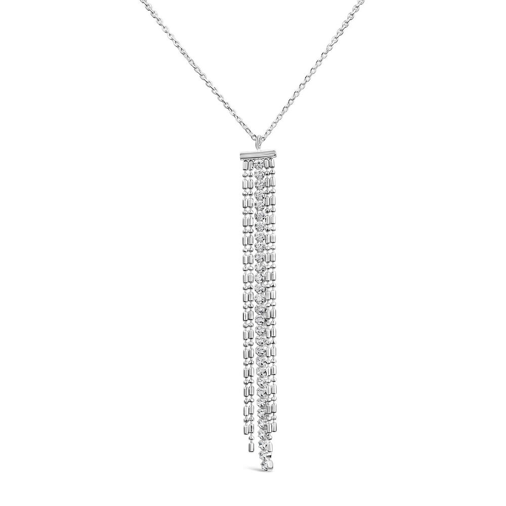 Sterling Silver & Cubic Zirconia Beads Fringe Necklet image number 0
