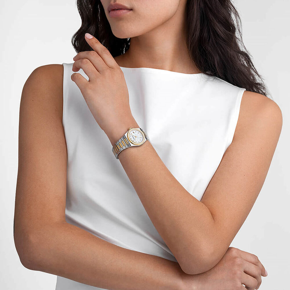 Raymond Weil A.R.T. 30mm Mother of Pearl Dial Diamond Bezel Gold PVD Steel Bracelet Watch