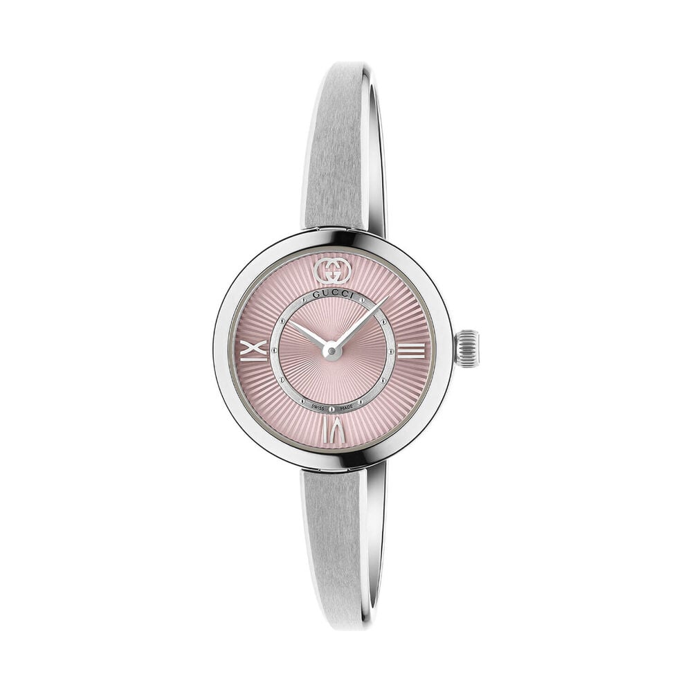 Gucci Model 2000 24mm Pink Dial Steel Bangle Watch image number 0