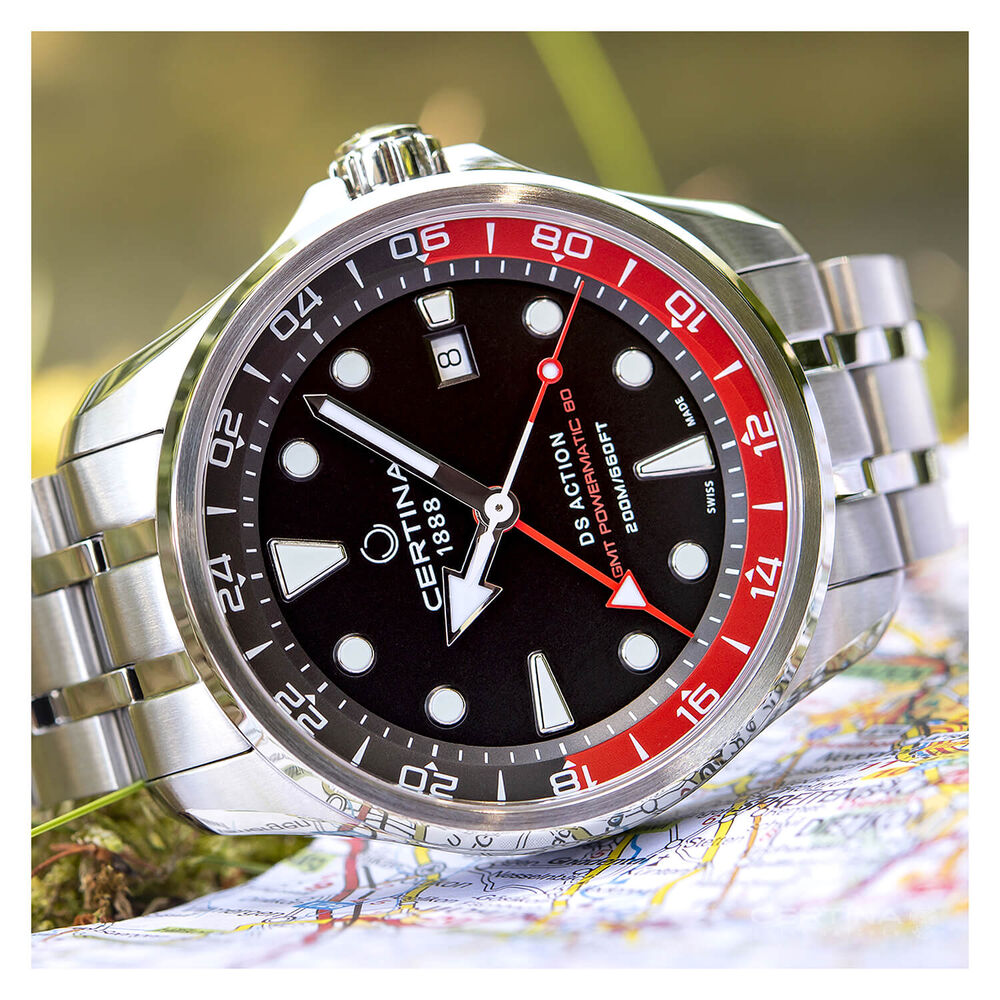 Certina Aqua DS Action Gmt Powermatic 80 Black Dial Steel Automatic Men's Watch image number 1