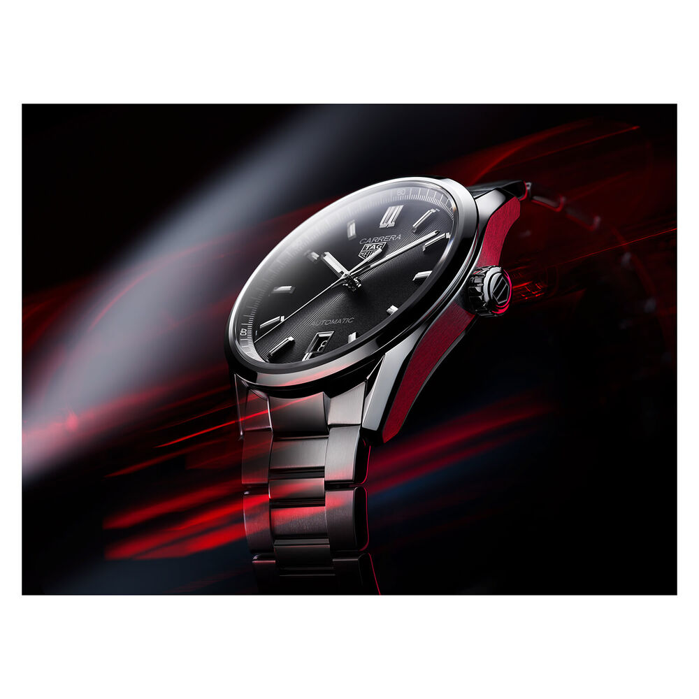 TAG Heuer Carrera Day-Date 41mm Black Dial Stainless Steel Bracelet Watch image number 6