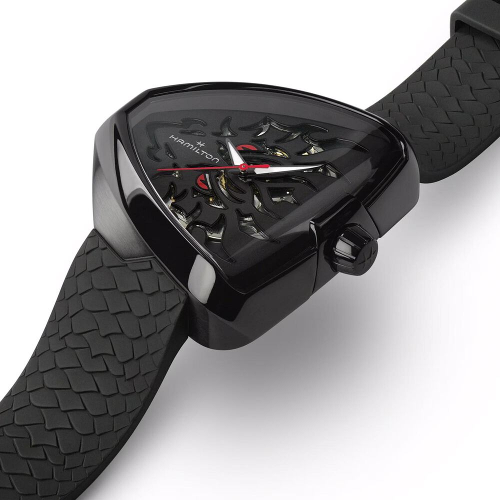 Hamilton Ventura Elvis80 Skeleton Auto 42x45mm Dial Black Rubber Strap Watch image number 2