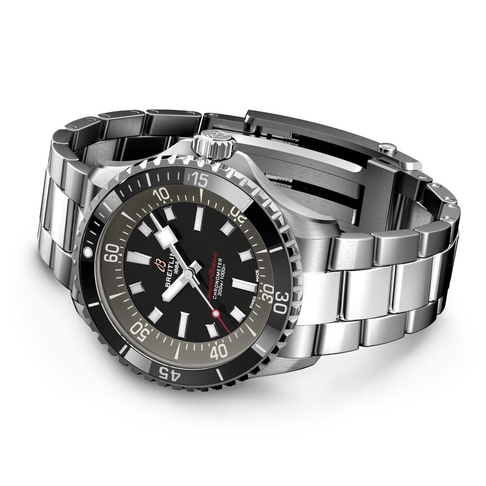 Breitling UK Edition Superocean 42mm Black Dial Black Bezel Steel Bracelet Watch image number 2