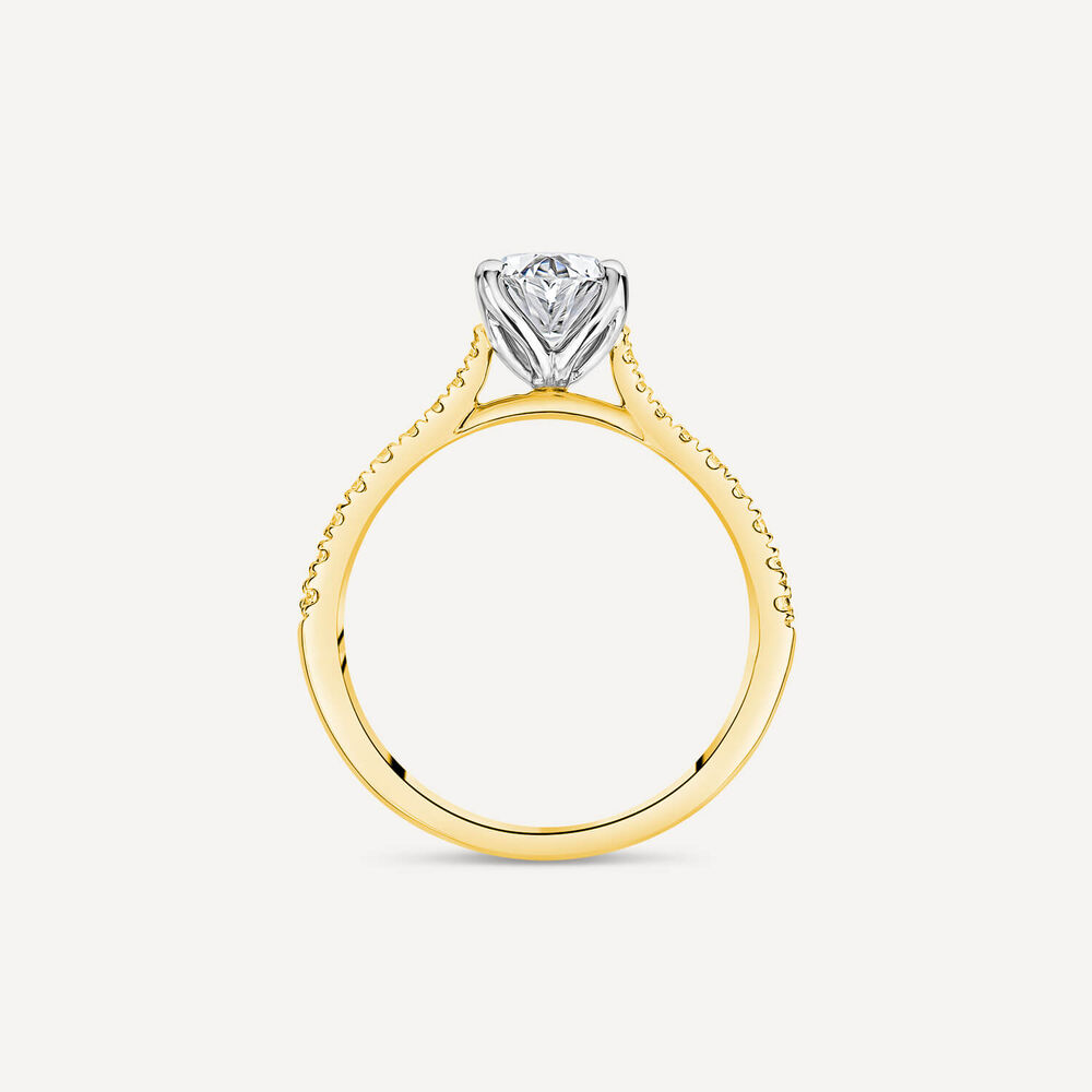Born 18ct Yellow Gold Lab Grown 1.20ct Oval & Diamond Sides Ring image number 4
