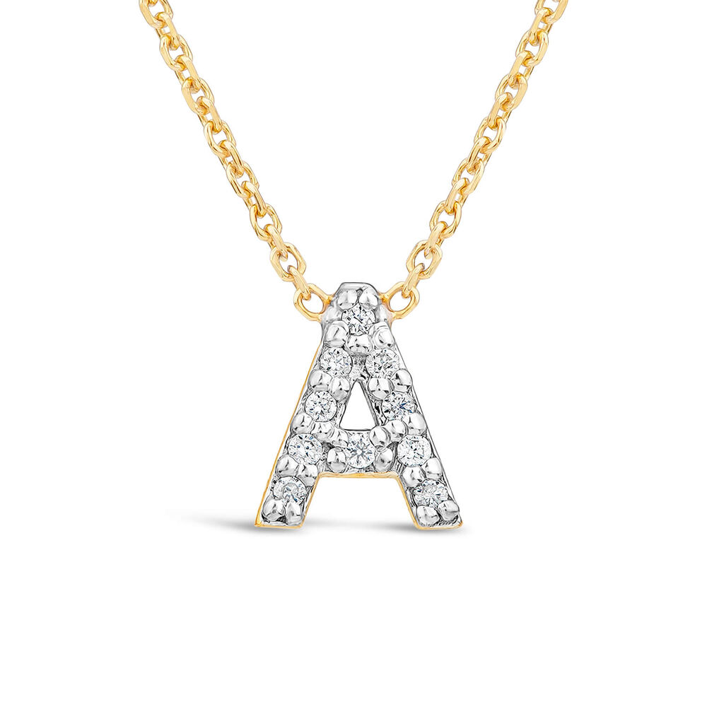 9ct Yellow Gold Petite 0.04ct Diamond Initial A Necklet