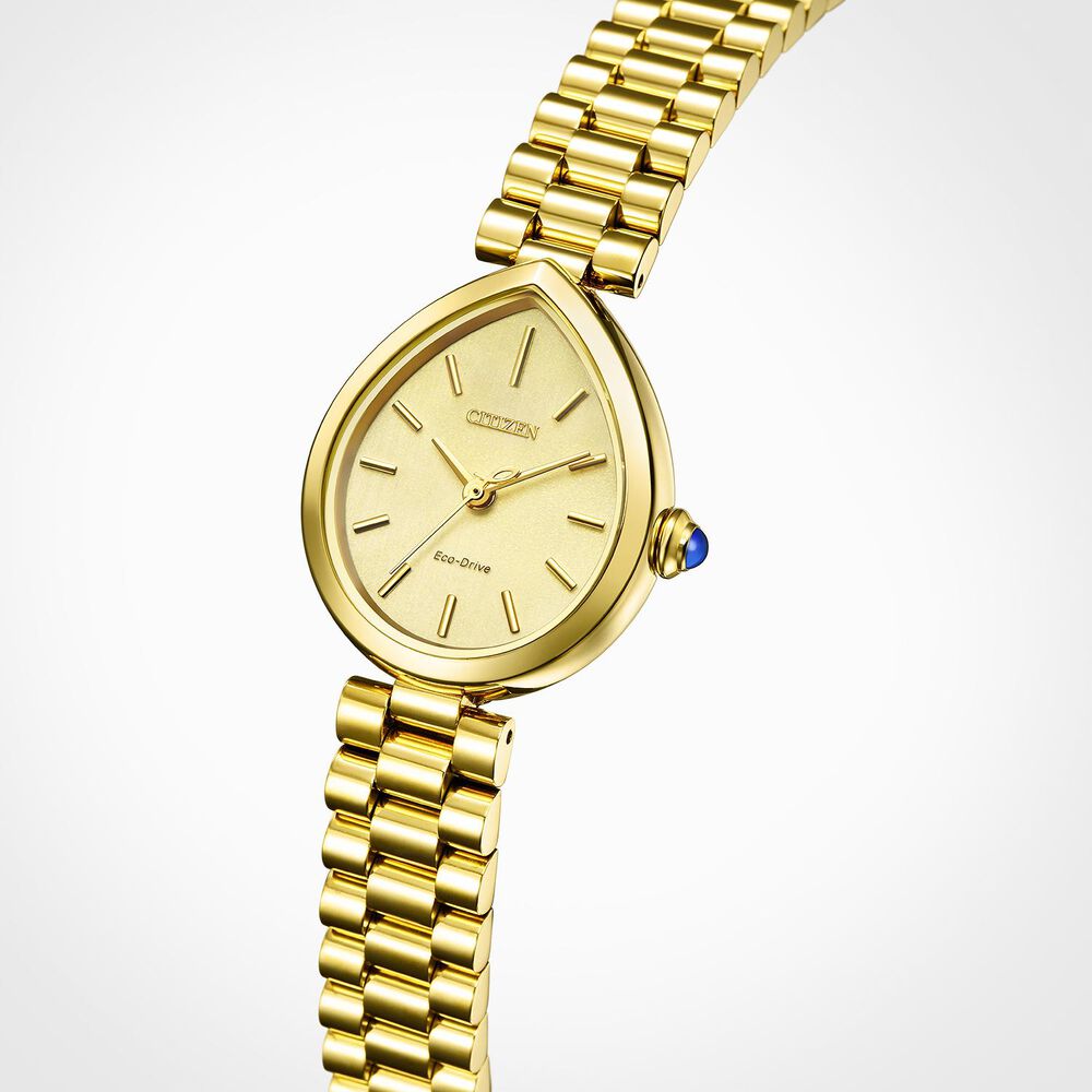 Citizen L Rainell 26x31mm Gold Dial & Gold Tone Steel Bracelet Watch image number 3