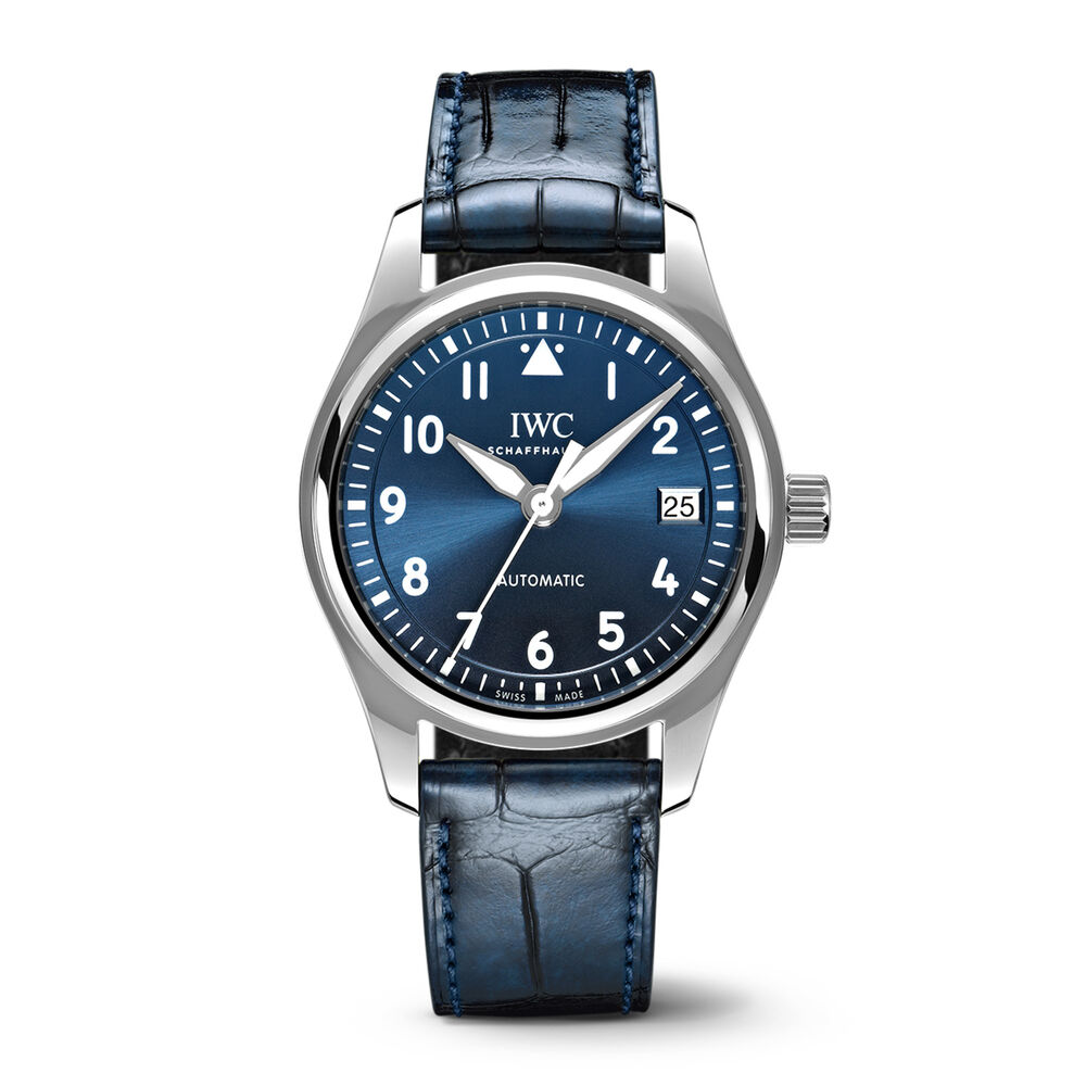 IWC Schaffhausen Pilot's 36mm Blue Dial Leather Strap Watch