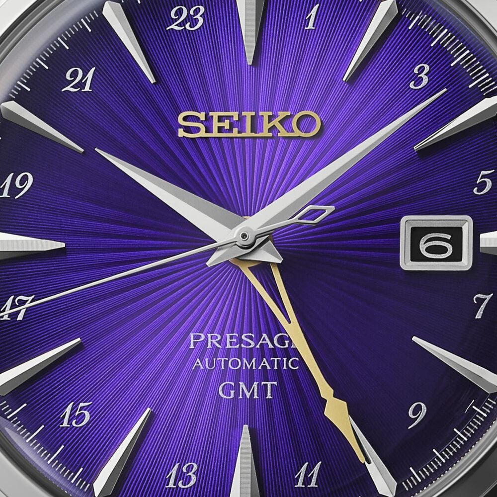 Seiko 145th Anniversary Presage Cocktail Time GMT Limited Edition Edo Purple Watch