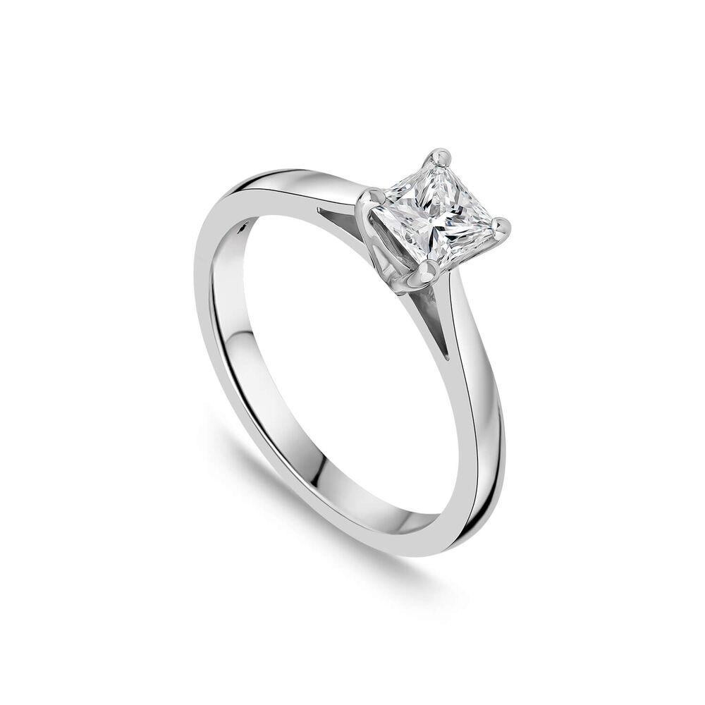 Platinum 0.61ct Princess Diamond Four Claw Solitaire Ring