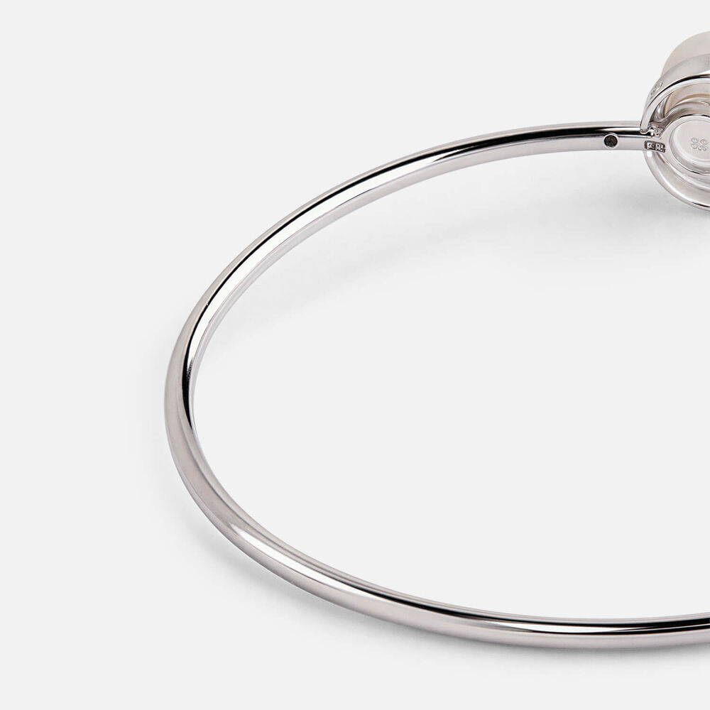 Sterling Silver Pearl & Cubic Zirconia Loop Bangle