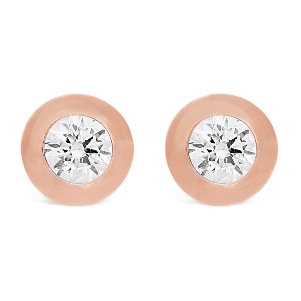 9ct rose gold cubic zirconia round stud earrings