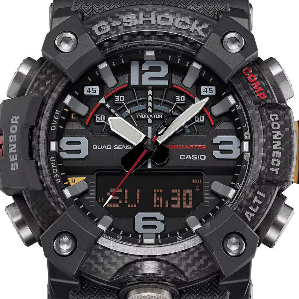 G-SHOCK Master of G Mudmaster 55.4mm Carbon Fibre Bezel & Black Resin Strap Watch