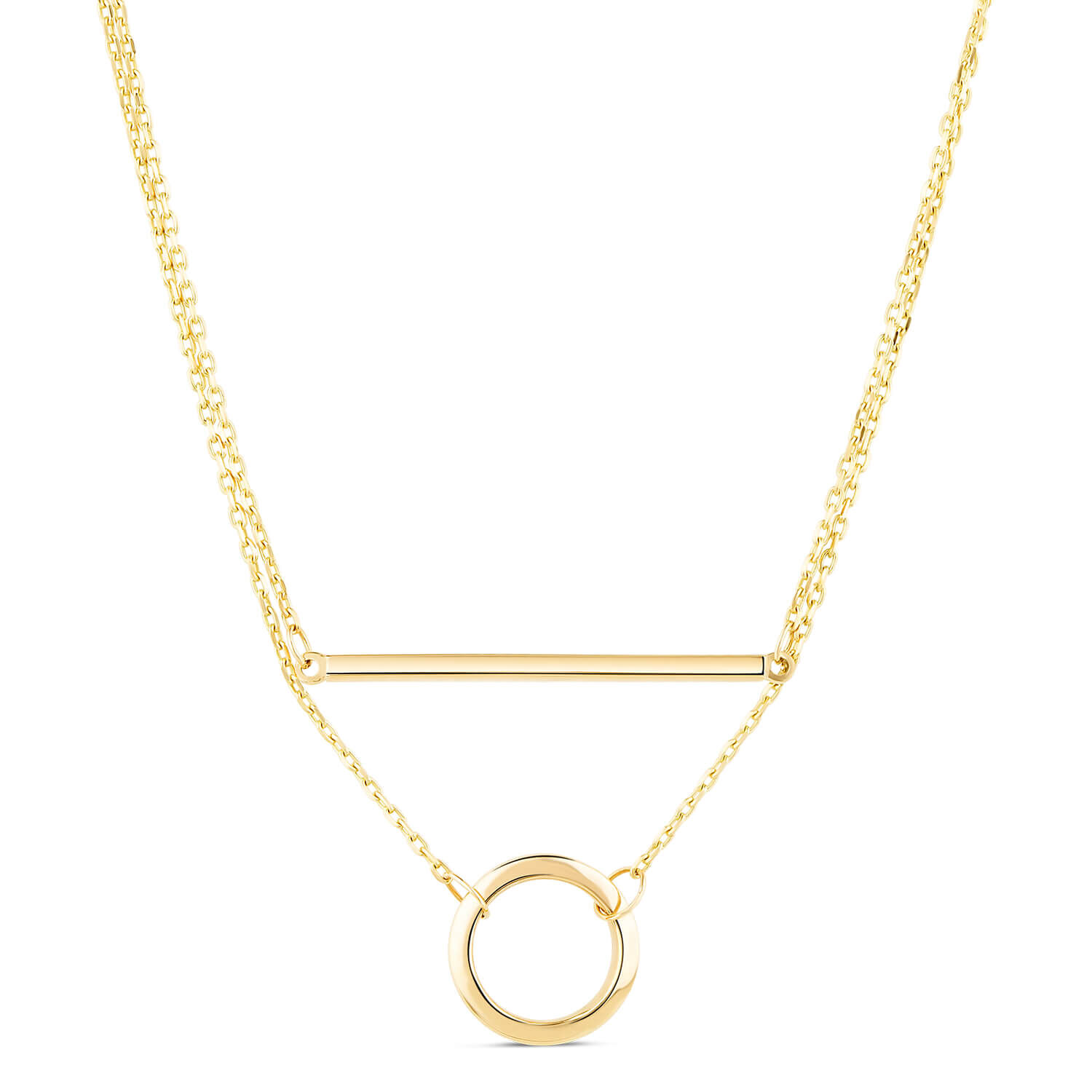 9ct Yellow Gold Bar Circle Layer Necklet