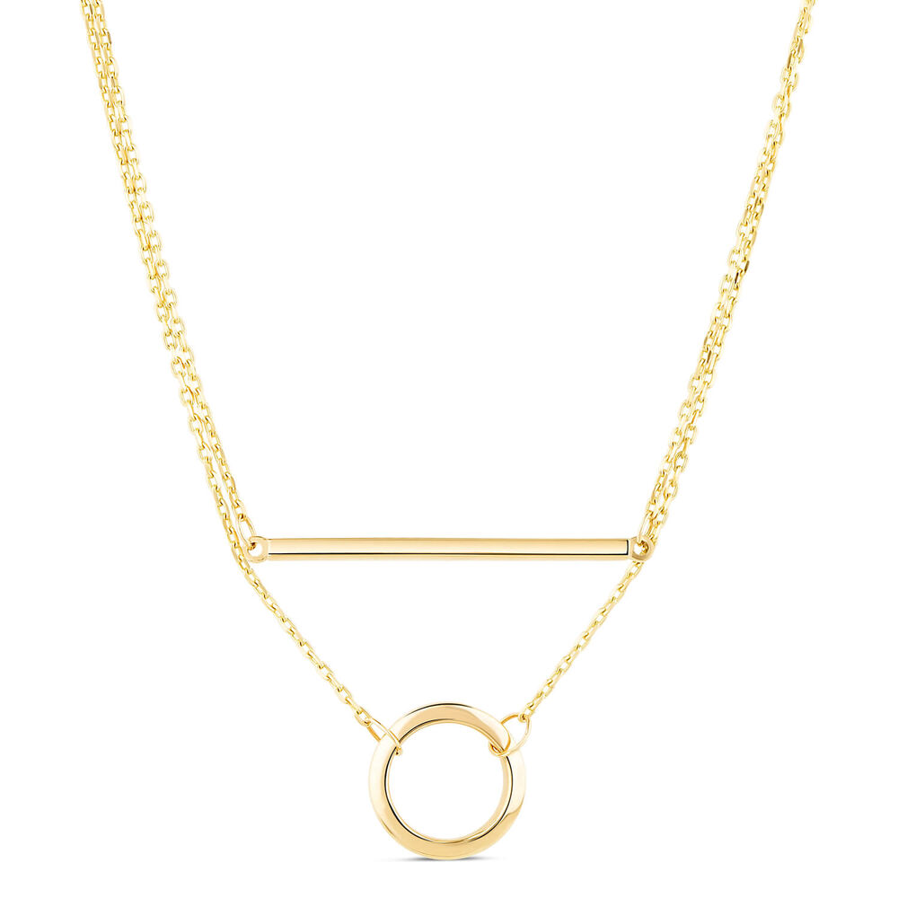 9ct Yellow Gold Bar & Circle Layer Necklet image number 0