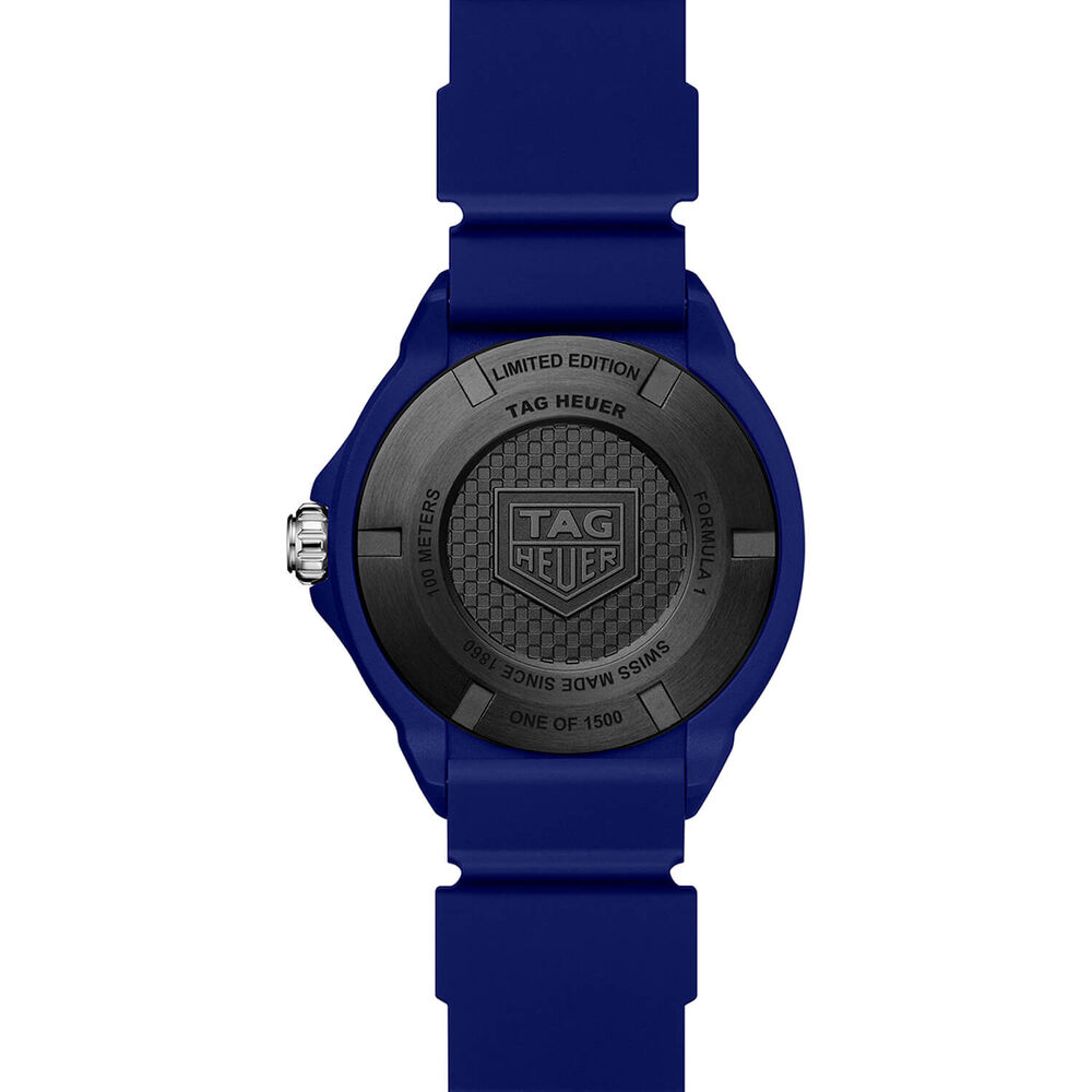 TAG Heuer Formula 1 Solargraph 38mm White Dial Black Bezel Blue Rubber Strap Watch image number 4