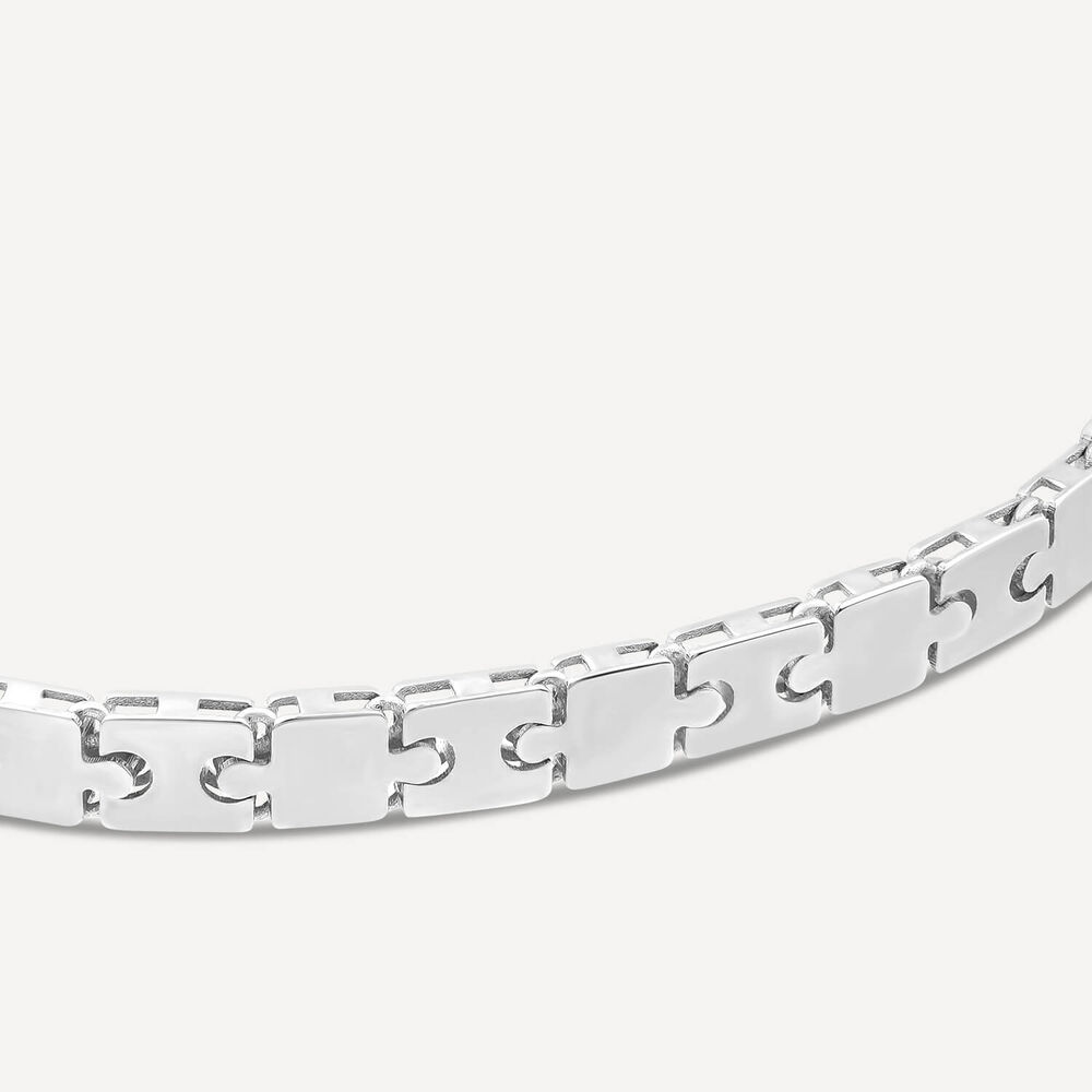 9ct White Gold Shiny Narrow Jigsaw Bracelet image number 3