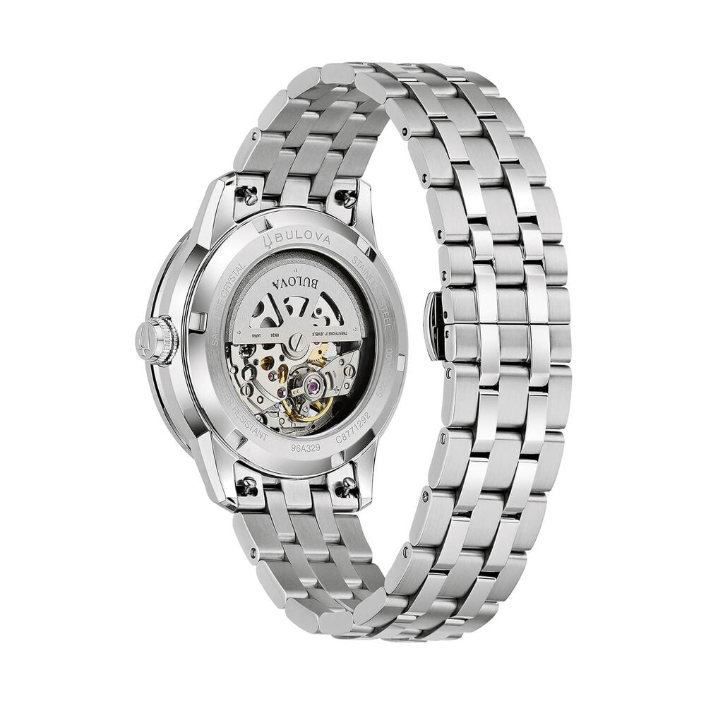 Bulova Sutton Automatic 43mm Green Skeleton Dial Steel Bracelet Watch image number 1