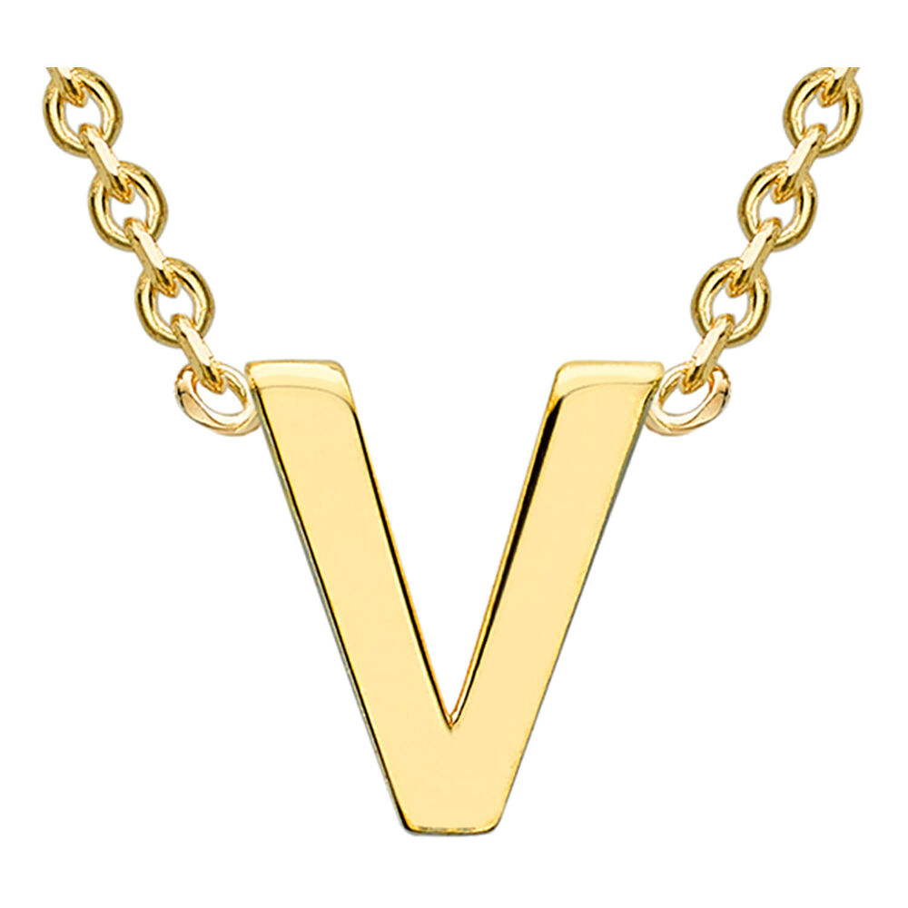9 Carat Yellow Gold Petite Initial V Necklet image number 0