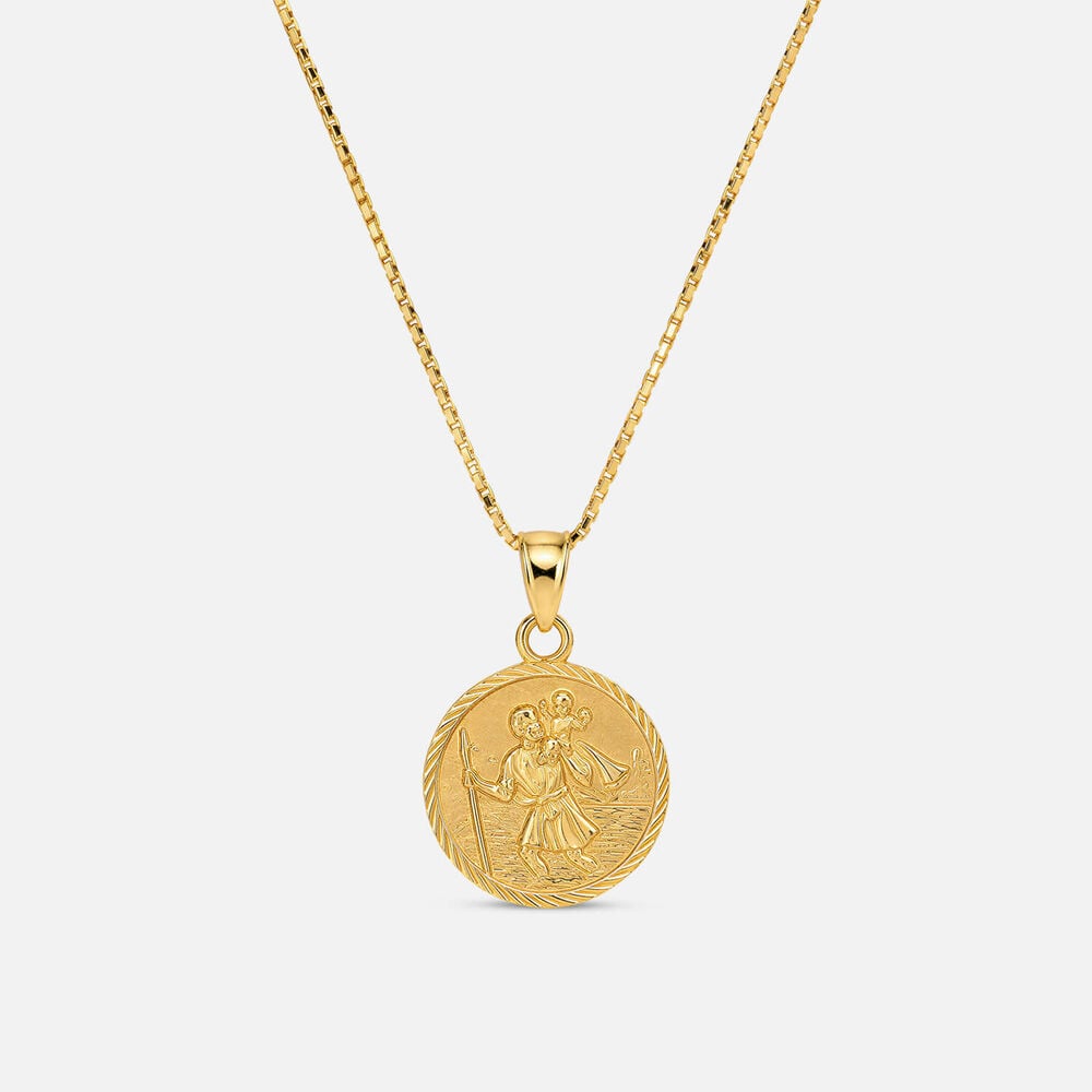 Yellow Gold Plated Sterling Silver St Christopher Medal Pendant