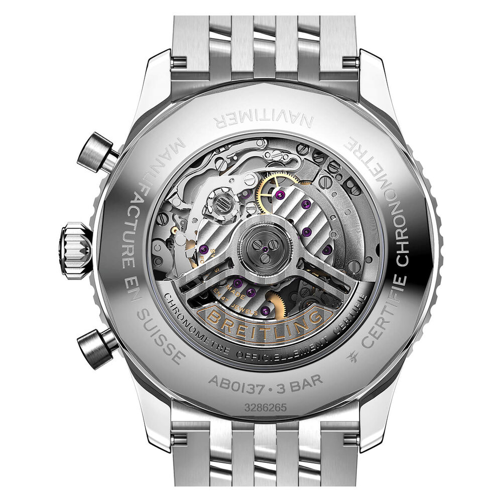 Breitling Navitimer B01 Chronograph 46 Green Dial Black Details Steel Bracelet Watch image number 3