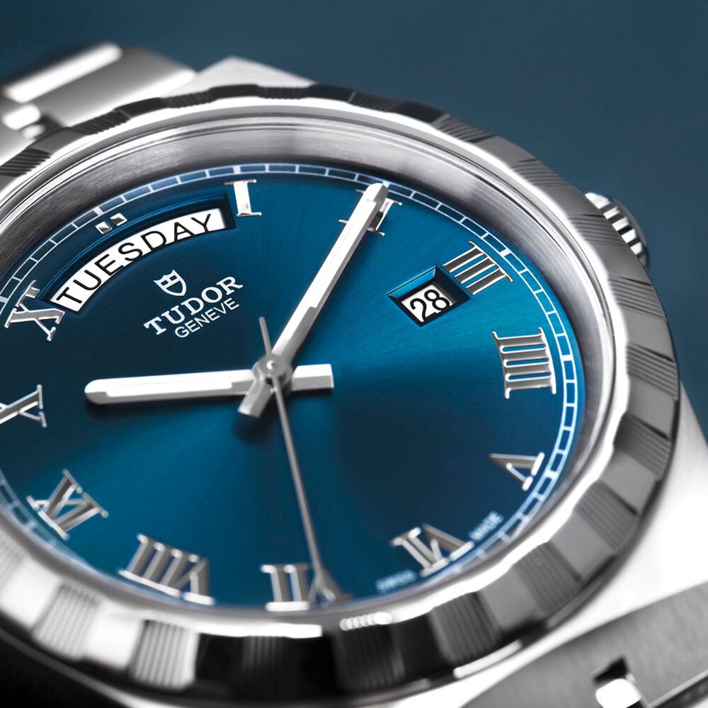TUDOR Royal 41mm Blue Roman Numerals Dial Day & Date Steel Case Bracelet Watch image number 6