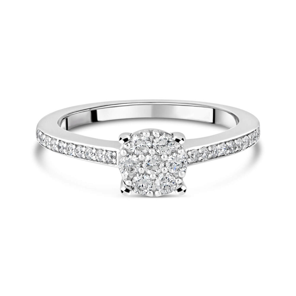 Ladies 9ct White Gold Blossom Diamond Engagement Ring image number 4