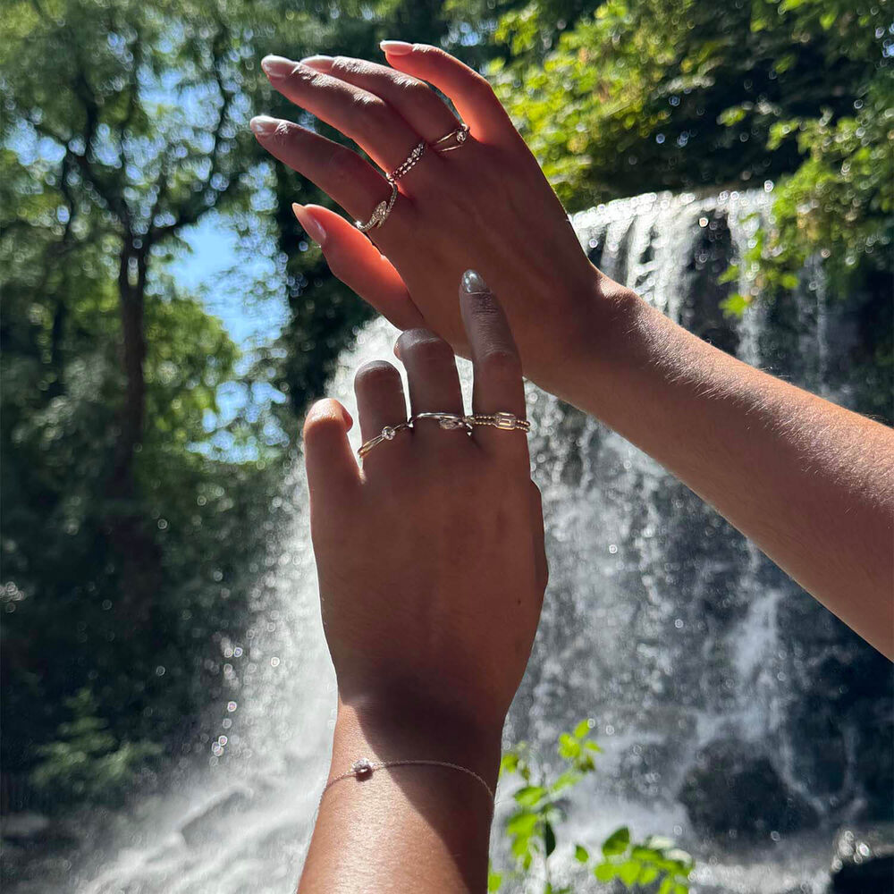 Born Kissed with Diamonds 9ct Yellow Gold Lab Grown 0.15ct Marquise Diamond Open Shoulders Ring image number 4