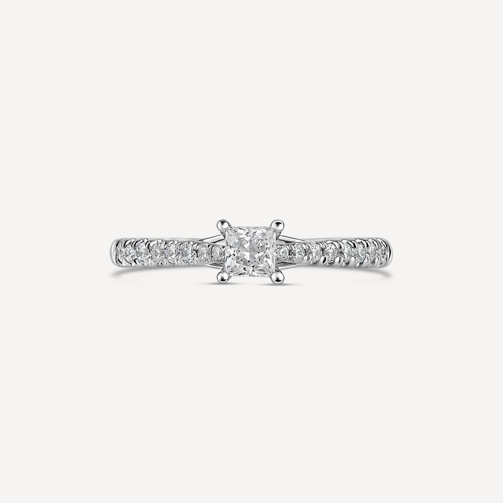 Platinum Orchid Setting Princess Cut Diamond With 0.50 Carat Ring